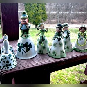 St. Patrick's Day Ceramic Bell Set - Green and White (7 bells)